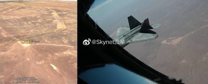 美国空军的F-22隐身战机部署到中央司令部责任区的地理定位。媒体显示 F-22 