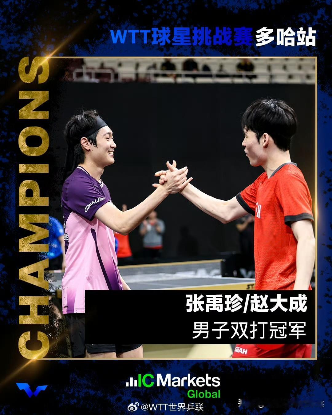 多哈挑战赛五个单项冠军盘点
1、女双冠军：大藤沙月/横井咲樱🇯🇵
2、男双冠