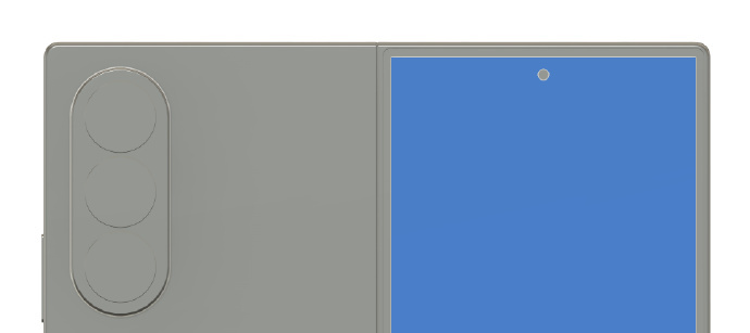 晒出了三星Galaxy Z Fold8的图纸；可以看出很明显的一个变化是手机正面
