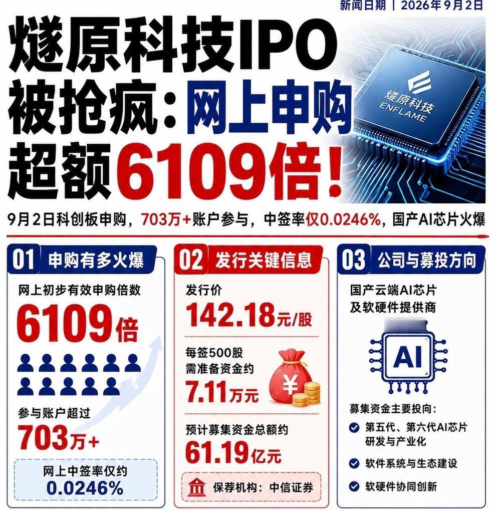 中签率低至 0.02455315%！这只 AI 芯片新股，为何市场热度拉满

本