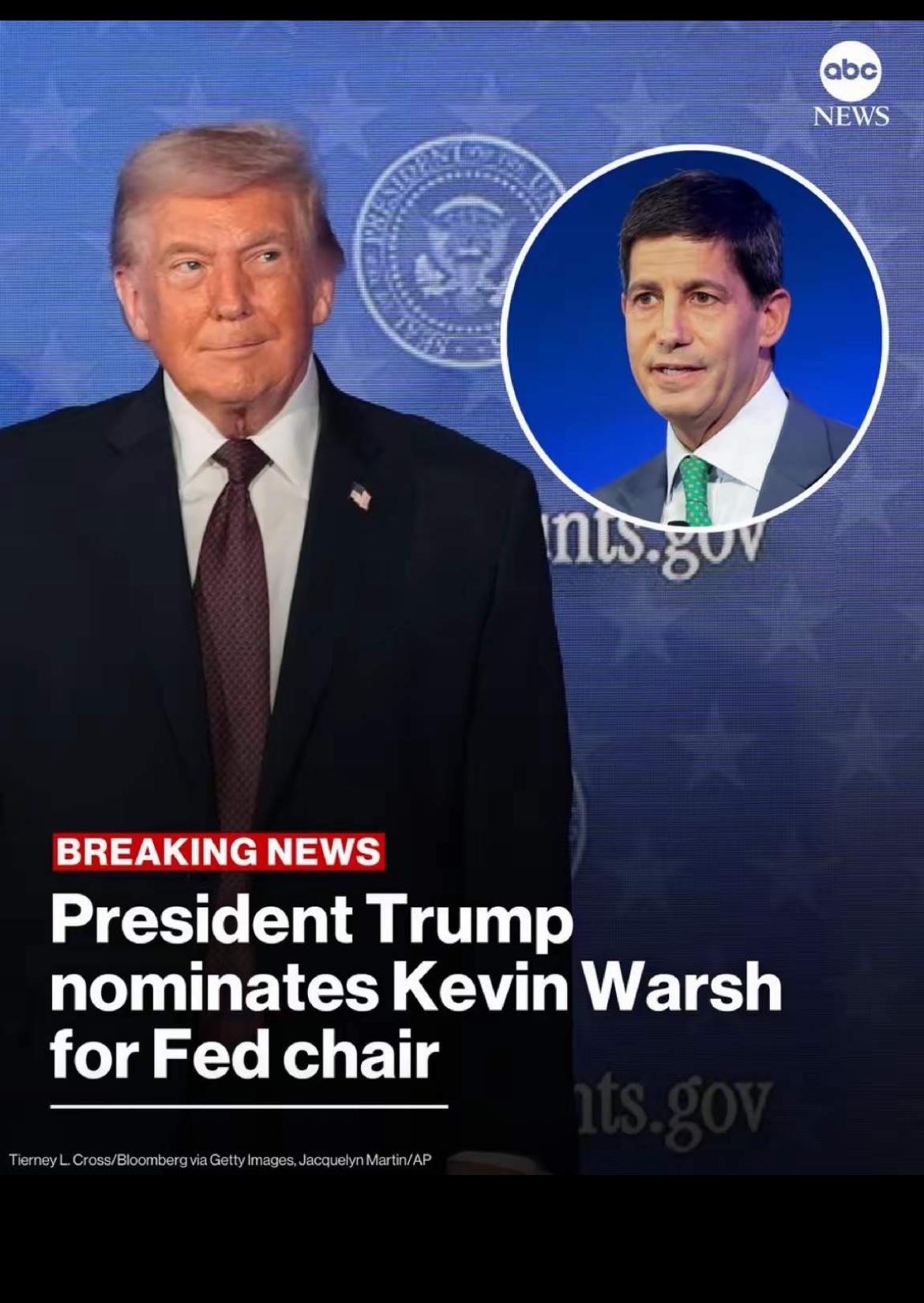 特朗普提名犹太人凯文·沃什接任鲍威尔任美联储主席。
凯文·沃什主张降息，这一点与