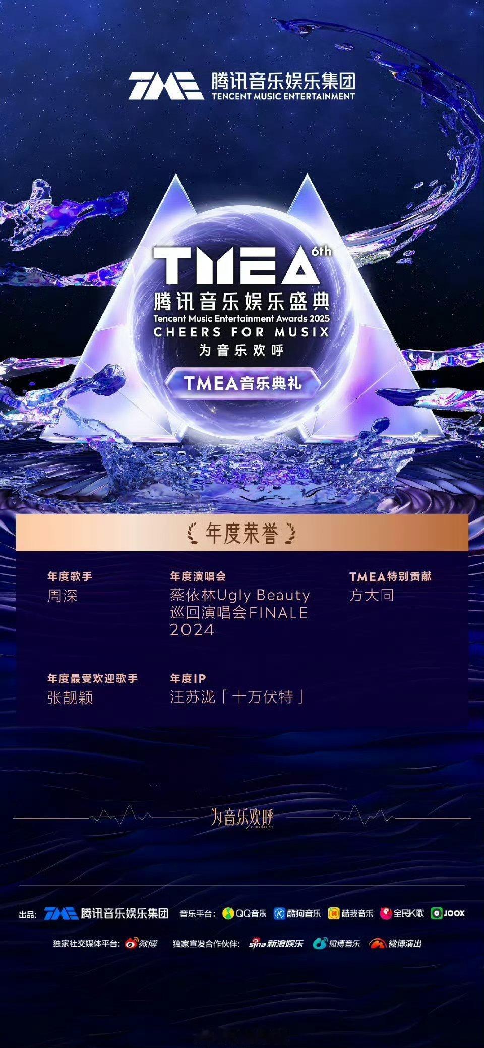 TMEA🐧音乐娱乐盛典荣誉名单[求关注][求关注][求关注]恭喜 ​​​