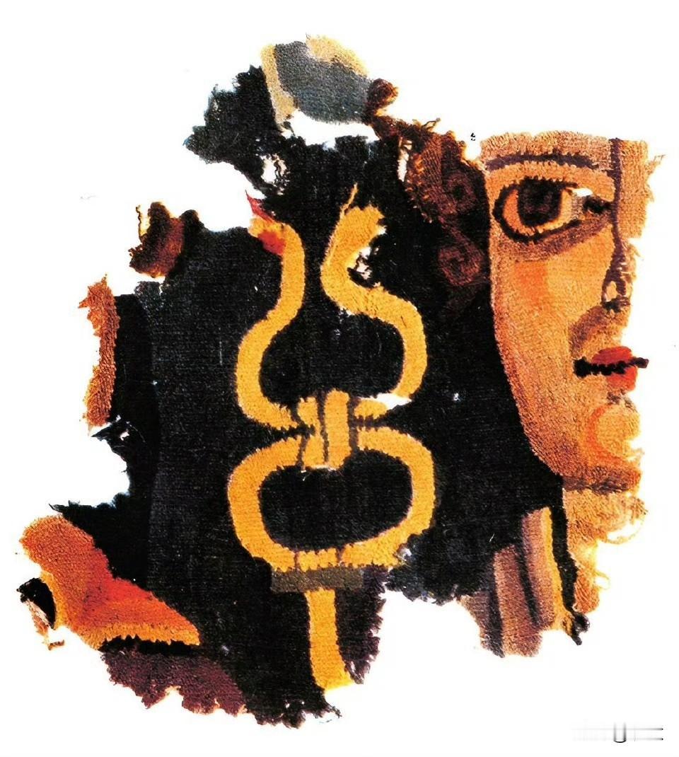 人面纹织物残片 沅汰博物馆 

楼兰遗址出土，斯坦因盗走。

斯坦因盗挖过一片汉