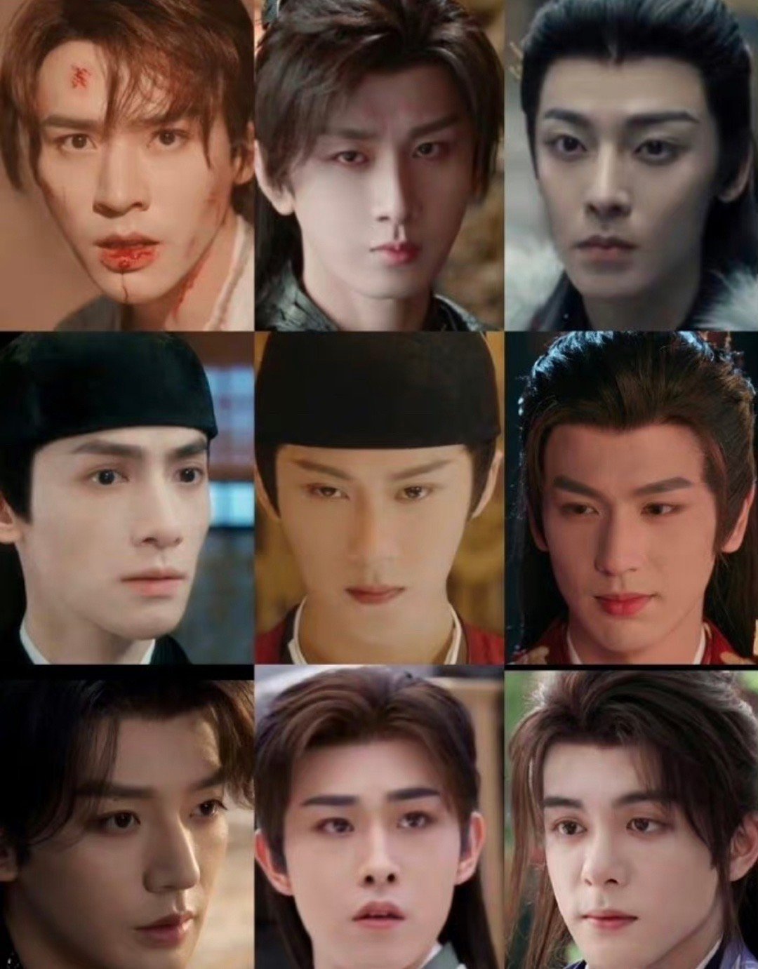 🥝今天预告里的九位男演员剧中状态：龚俊 成毅 侯明昊 罗云熙 檀健次 张凌赫 