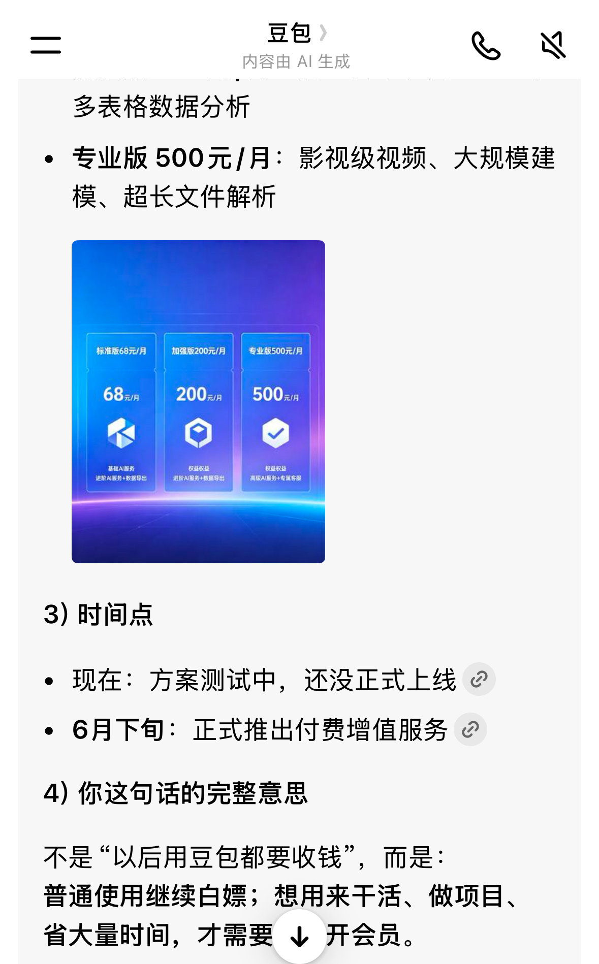 豆包将正式付费我给你最直接、最真相、最透彻、最赤裸、最凛冽、最尖锐、最深刻、最现