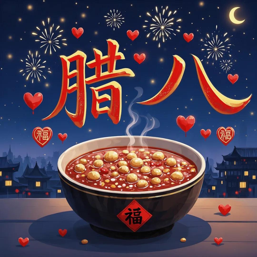 1月7号腊八
1
一勺快乐，一碗开心
一盘如意，一碟甜蜜
一袋财富，一把平安
统