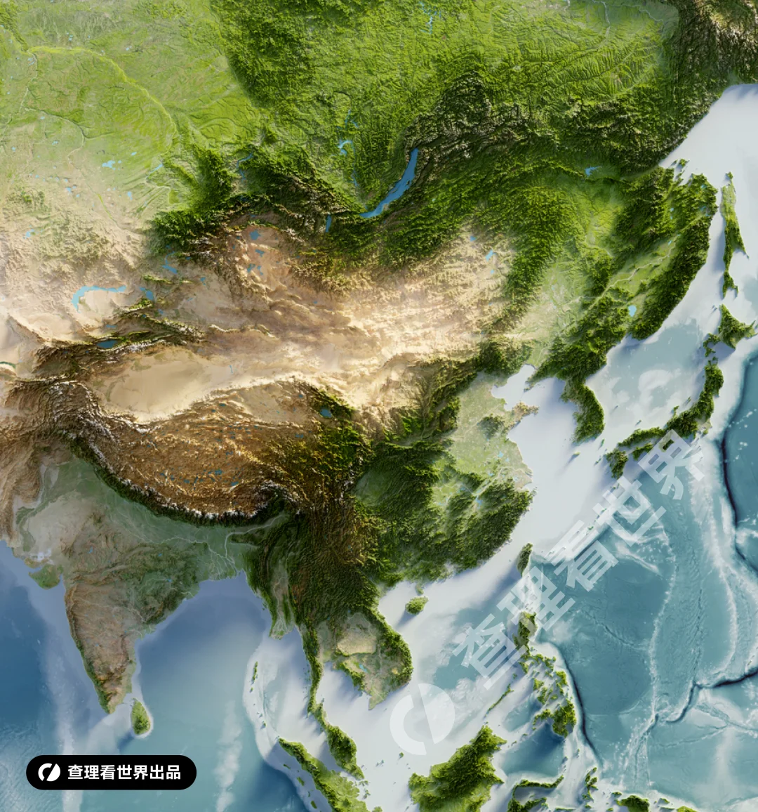 全新配色的世界地形地图发布啦！