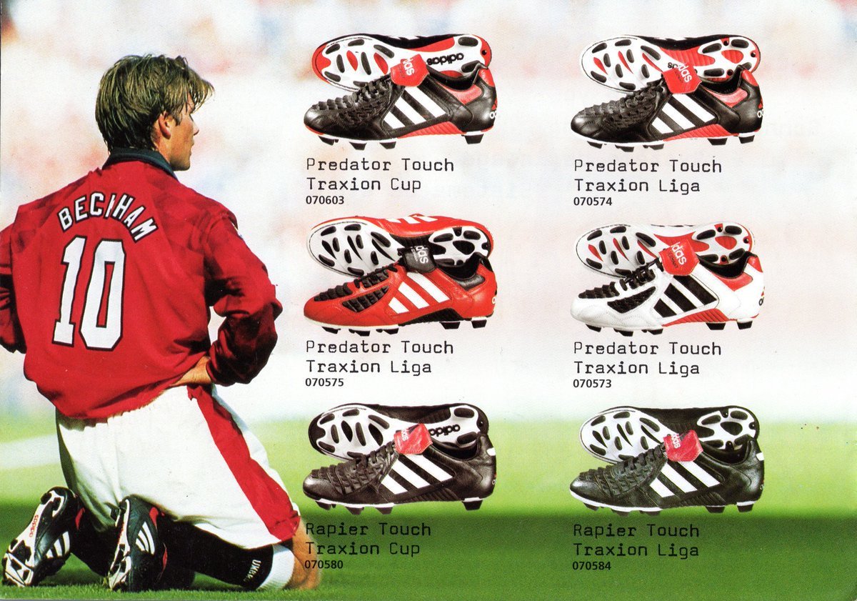 贝克汉姆和阿迪达斯，是不是有很多喜欢穿猎鹰的朋友呢？我发现现在球鞋都是越做越细长