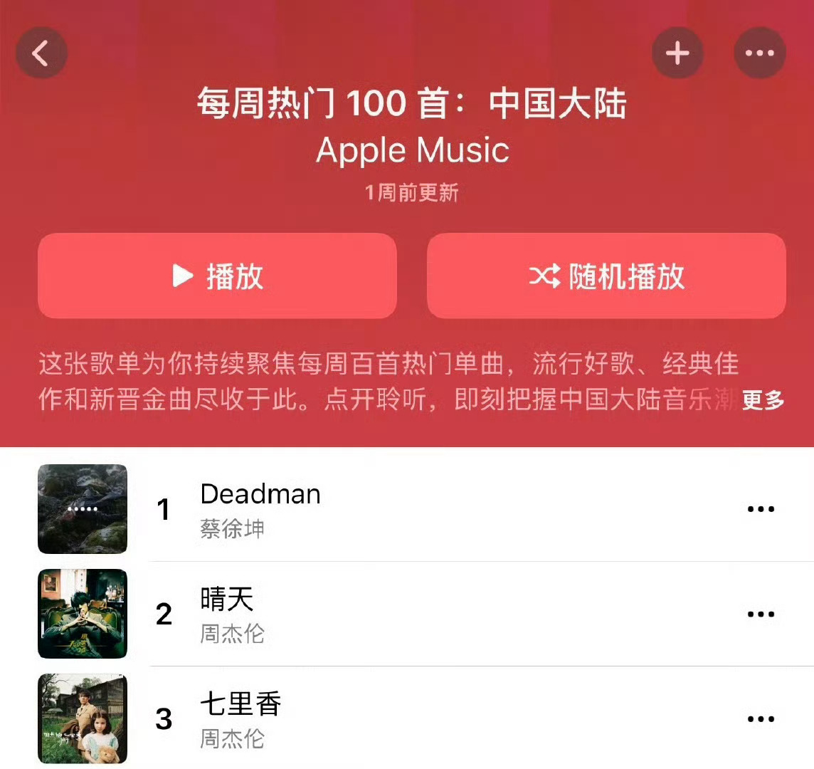 蔡徐坤新歌登顶AppleMusic周榜，这么看蔡徐坤超越了周杰伦！[哆啦A夢吃驚