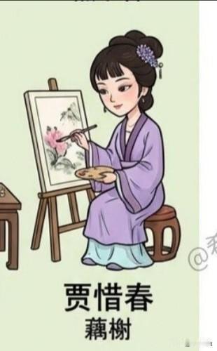 贾惜春：生性冷淡、看透世情，目睹贾府一幕幕悲剧，贾府败落后斩断尘缘，削发为尼伴青