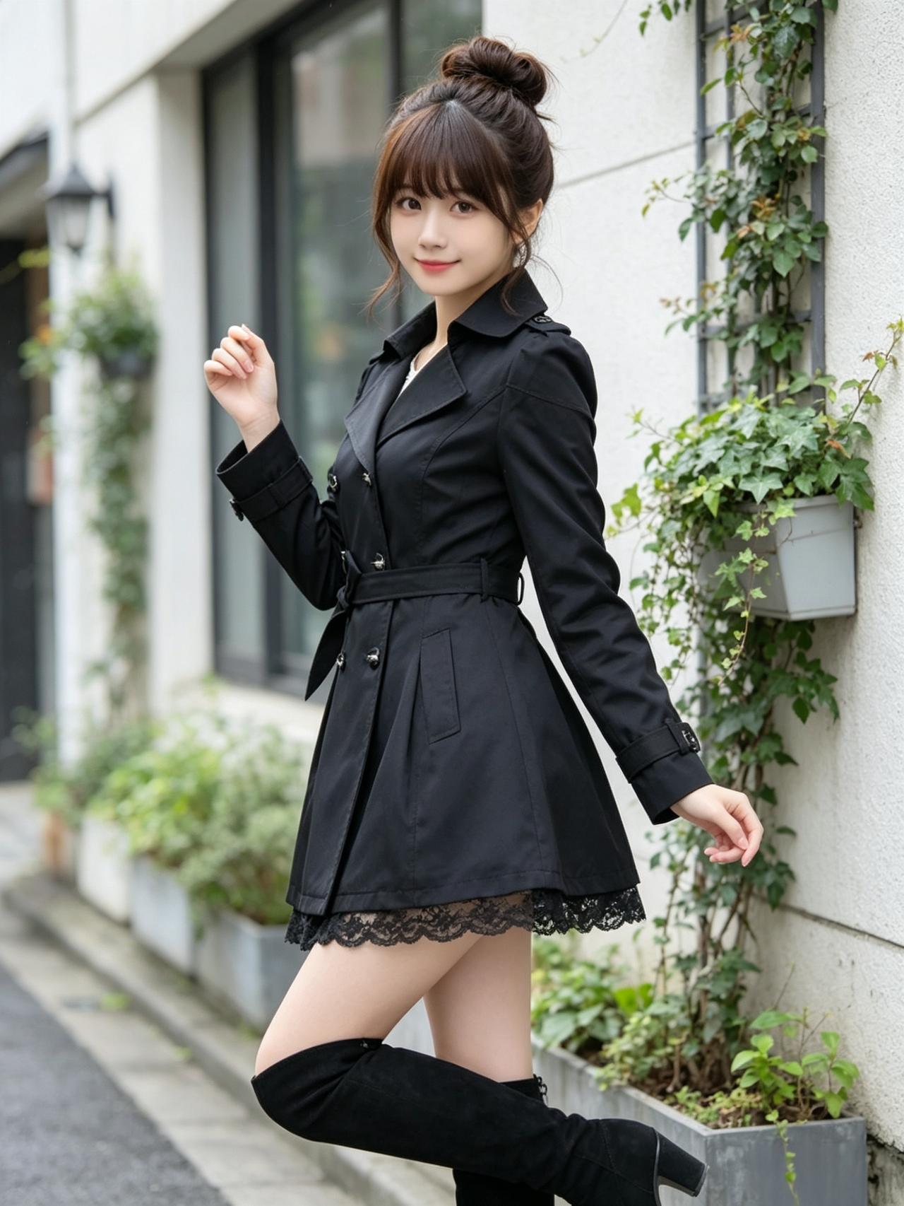 优雅黑衣少女，时尚街拍风女生怎么搭配服装才能又酷又美 时尚穿搭