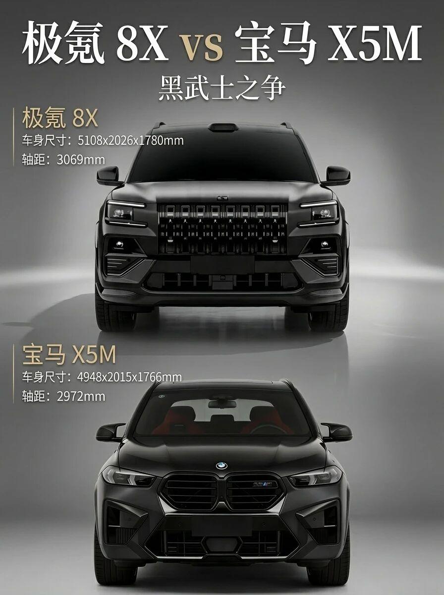 黑武士SUV 极氪8X vs X5M雷霆版曾经，宝马X5M是性能SUV里的“西装