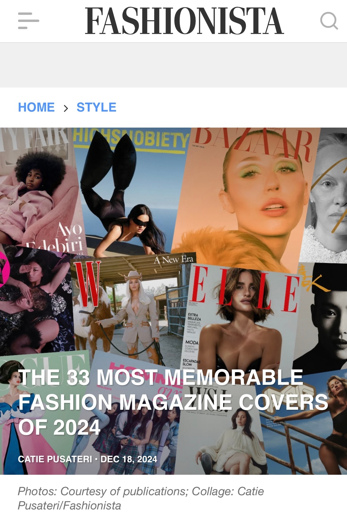 中国版嘉人作为唯一亚洲杂志入选国际最佳封面近日时尚网站Fashionsta回顾了