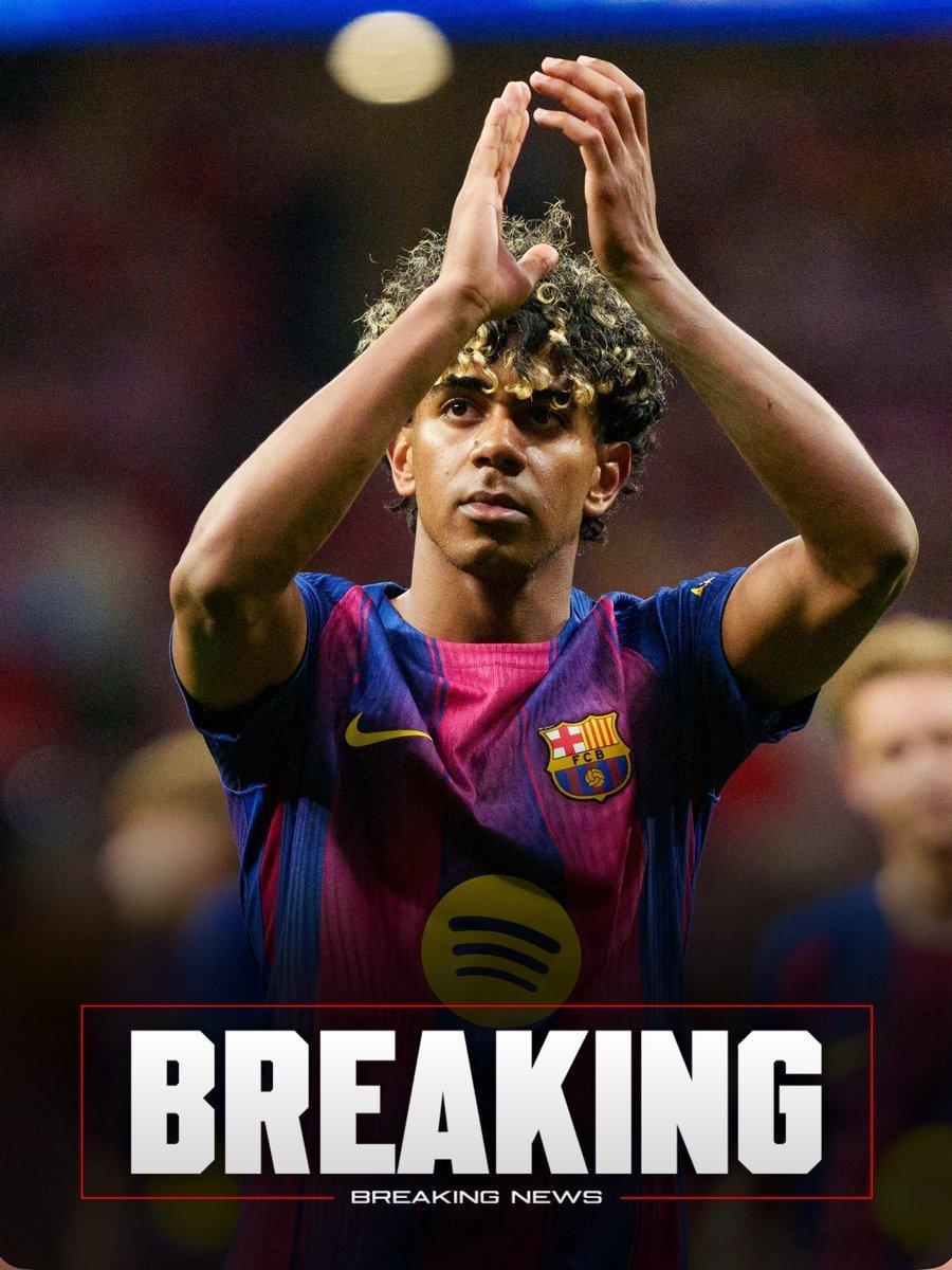 巴萨官方：亚马尔因腿筋受伤将缺席本赛季剩余所有比赛  🤕他将保守治疗，预计可以