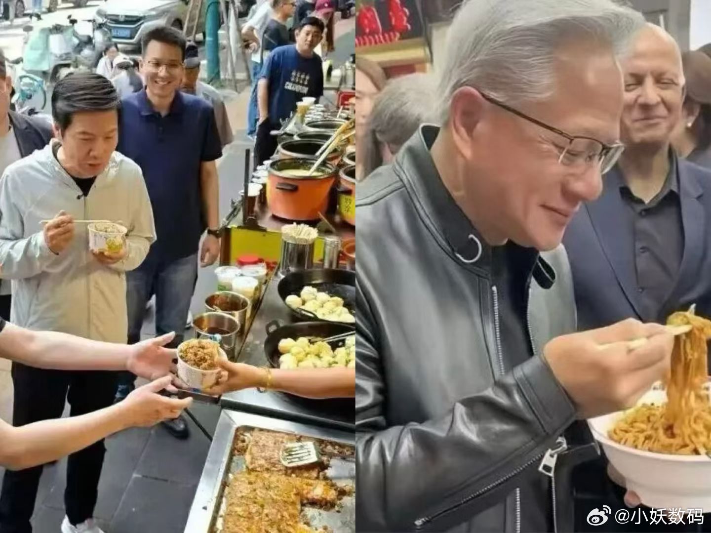 黄仁勋北京吃炸酱面火了，雷军去武汉吃热干面热度也很高~ 