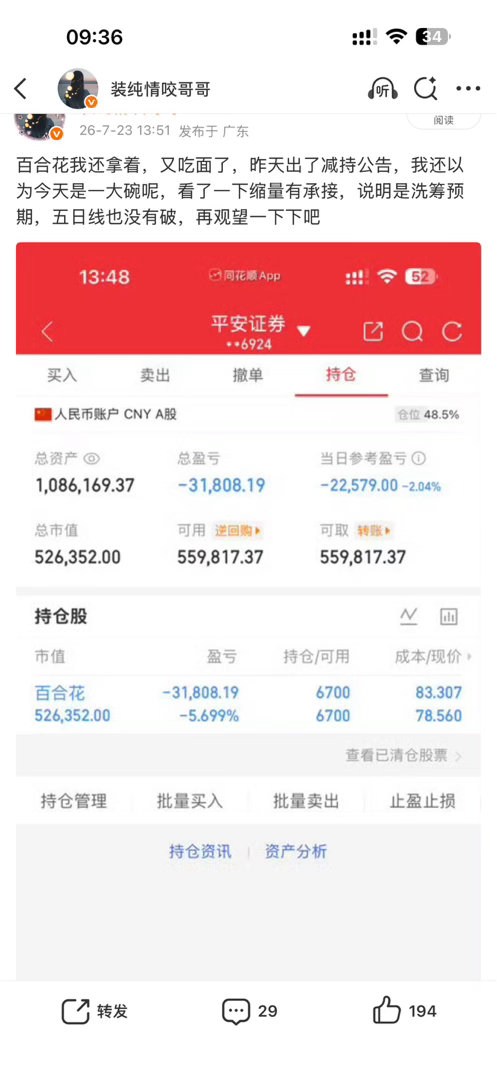 昨天洗盘预期是成立的，但是昨天尾盘把我干懵了，今天低开加仓了，上去我会减减 