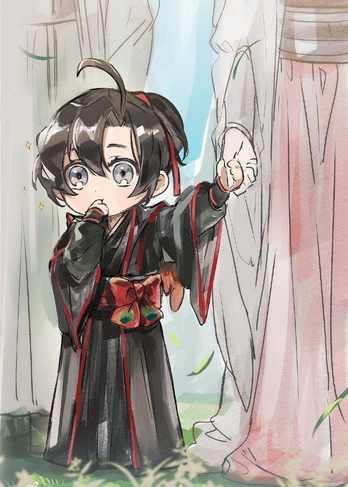 魔道祖师 假如他们小时候相遇小奶叽第一次见羡羡，害羞极了x：daedawdaw 
