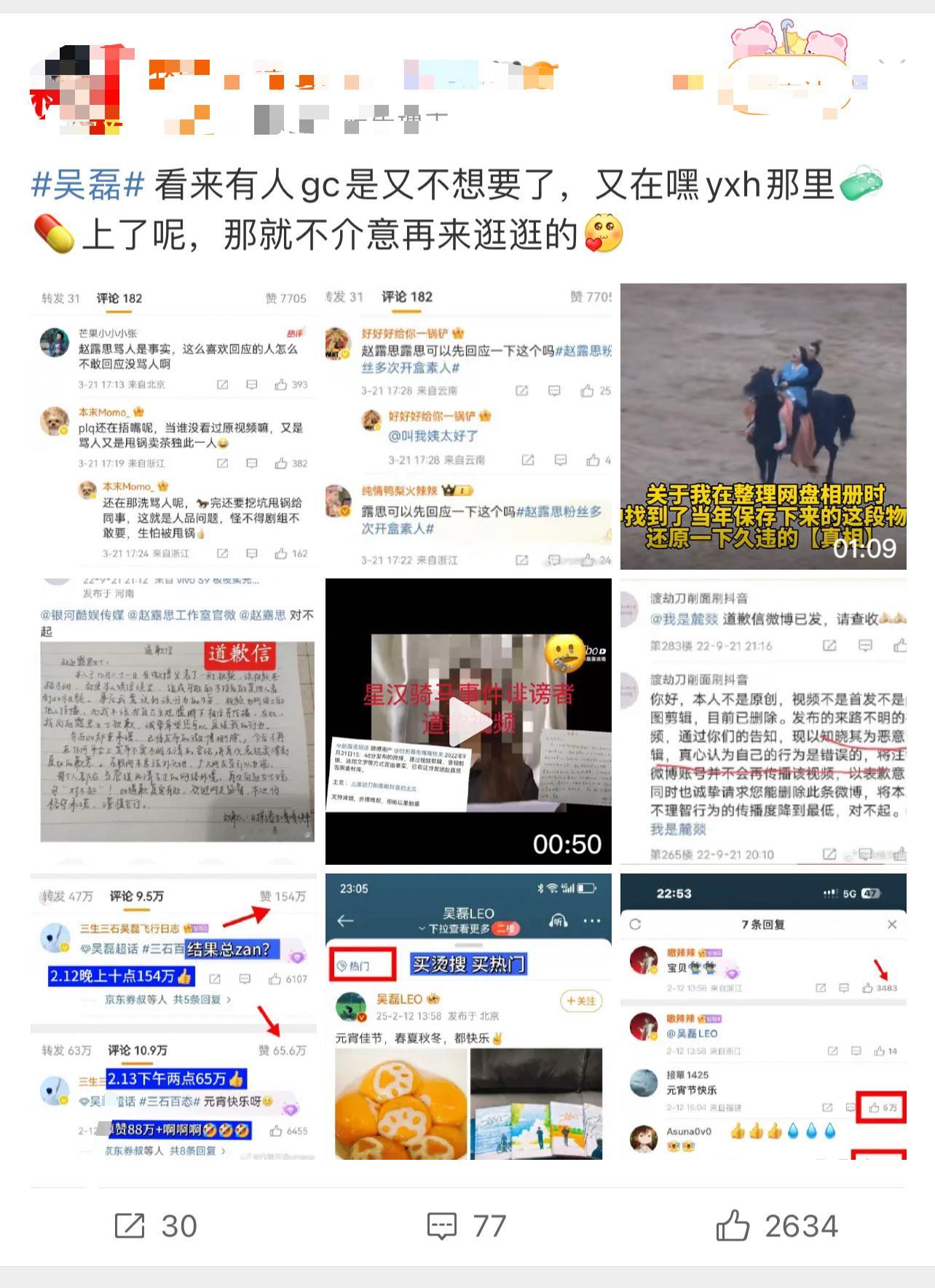 吴磊 吴磊和赵露思粉丝因为短赵露思发的黑粉短信那四个字又交流起来了，只能说有什么