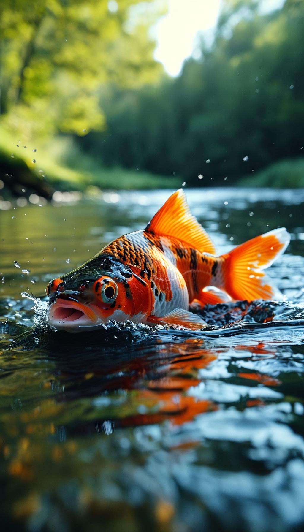 黄明自制壁纸，水面上红花魚，南通市，世纪东城