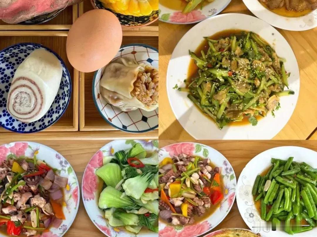 今日享用早餐之际，望见两位年逾六十的叔叔阿姨。叔叔正专心致志地擦拭桌子，阿姨则在