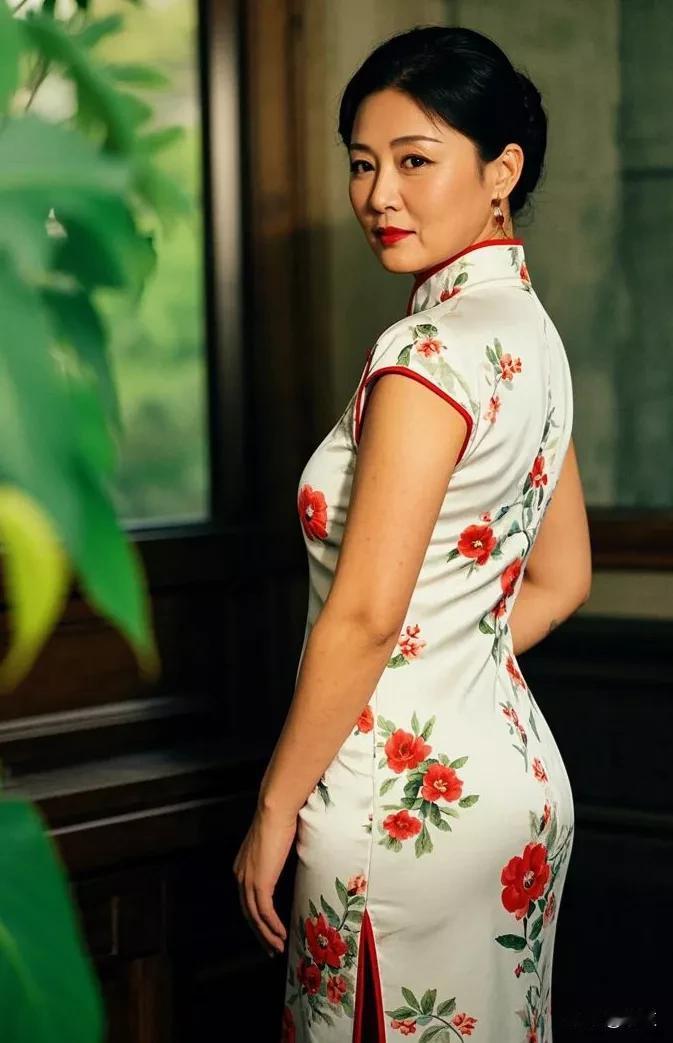《花旗袍美人》
 
美人身着花旗袍，
红花绿叶绣得娇。
修身款式身姿俏，
开衩微