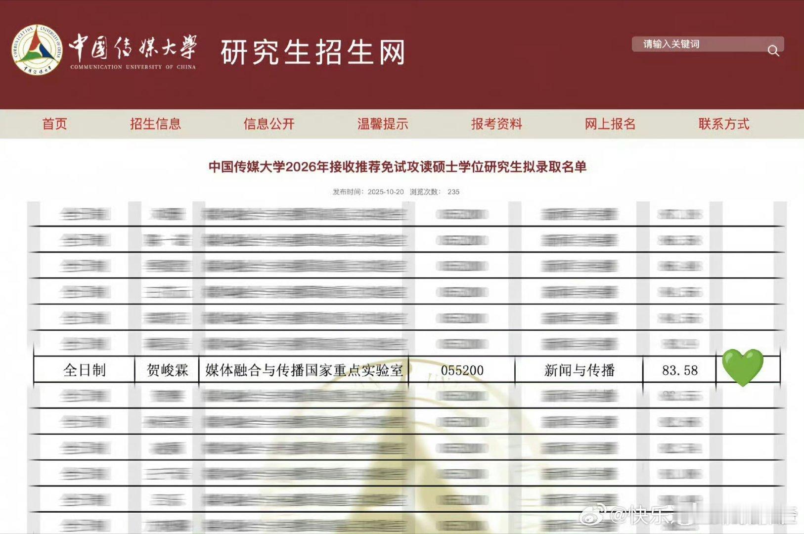 贺峻霖中传保研复试成绩贺峻霖中传保研复试成绩来了，太棒了 ​​​