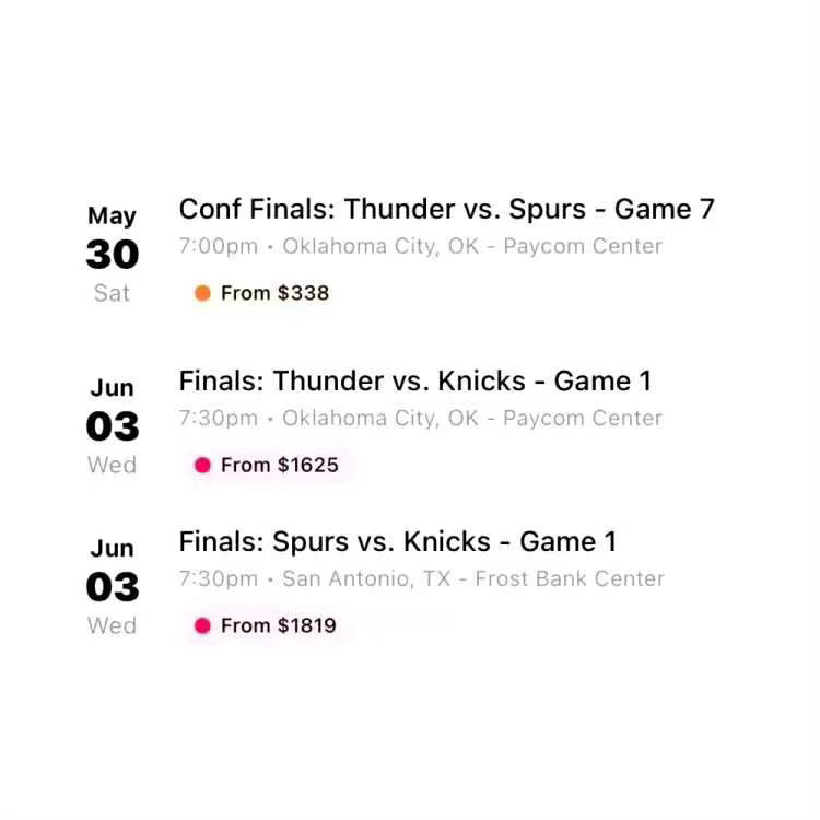 NBA西决抢七门票最低338美元明天西决抢七大战将在雷霆主场进行，美媒晒出本场比