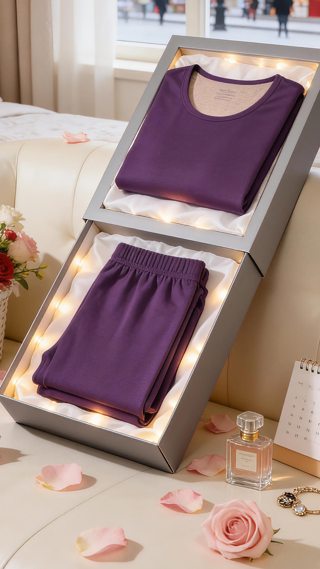 紫韵礼盒
 
浅粉的玫瑰花瓣，像被春风揉碎的梦，散落在米白色的沙发上。
 
那一