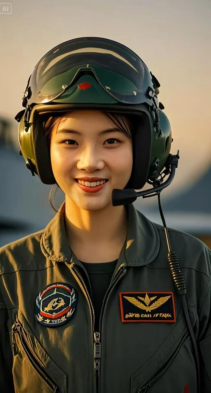 英姿飒爽的女飞行员，笑容灿烂，梦想翱翔蓝天，最美女飞行员徐枫灿