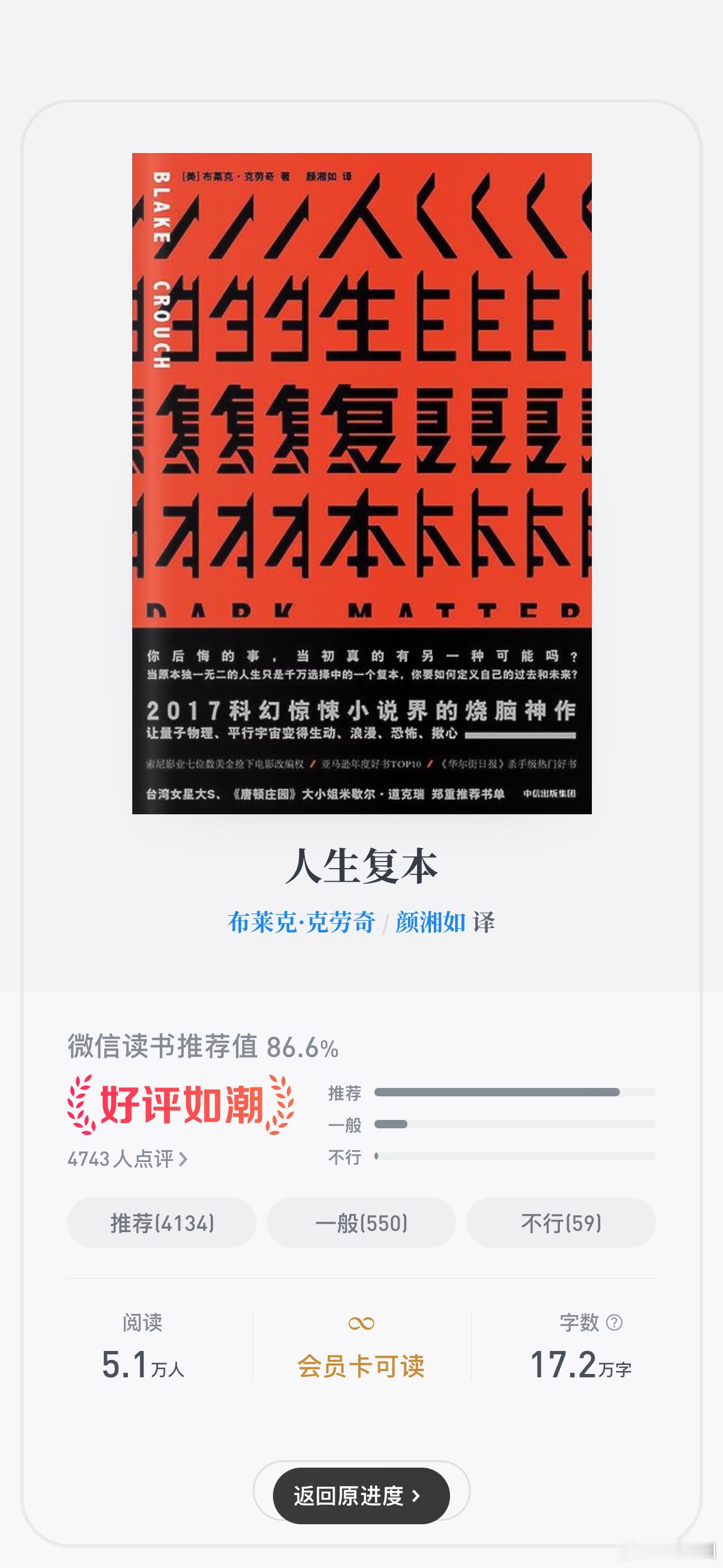 #人生复本# 刚刚从美剧演到的地方开始看完了原著，耗时1个多小时，结局很意外，觉