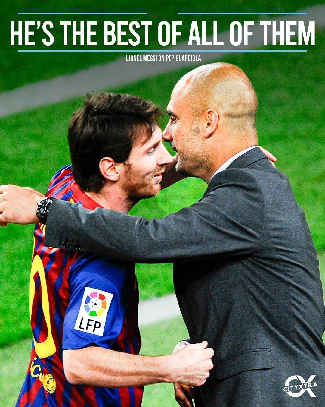 梅西：对我来说瓜迪奥拉是独一档的存在。当然还有许多非常出色的教练，但他拥有与众不