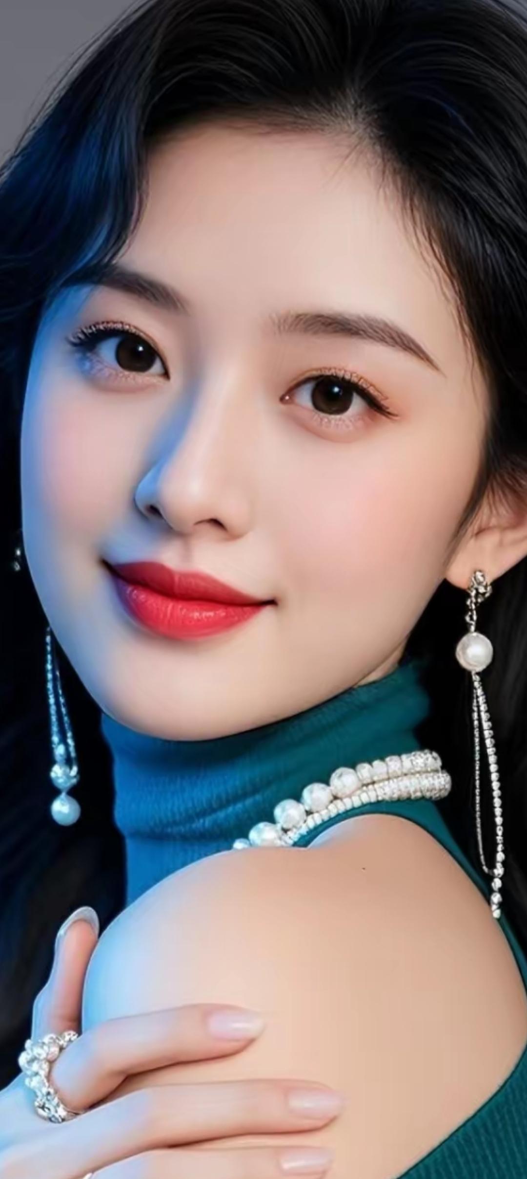 优雅红唇，珍珠闪耀，尽显迷人魅力！💄✨💎