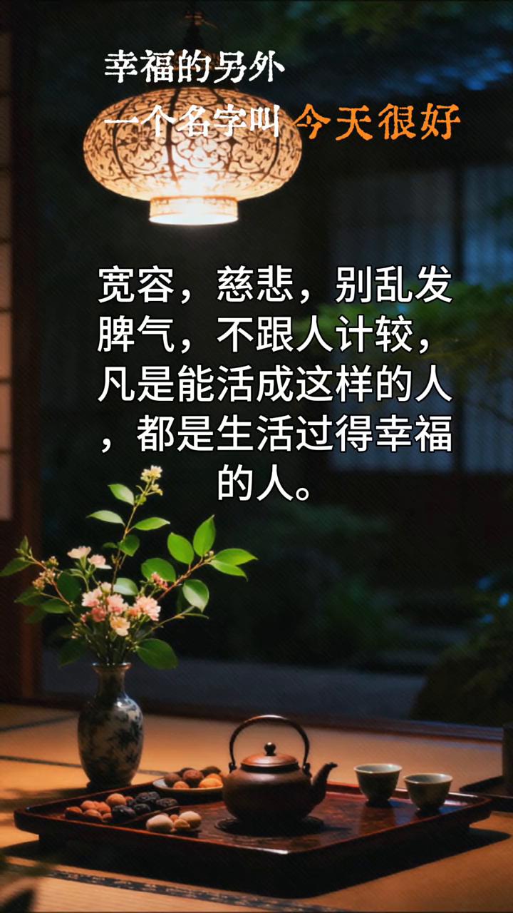 幸福的另外一天很好。宽容、慈悲，别乱发脾气，不跟人计较。凡是能活成这样的人，都是