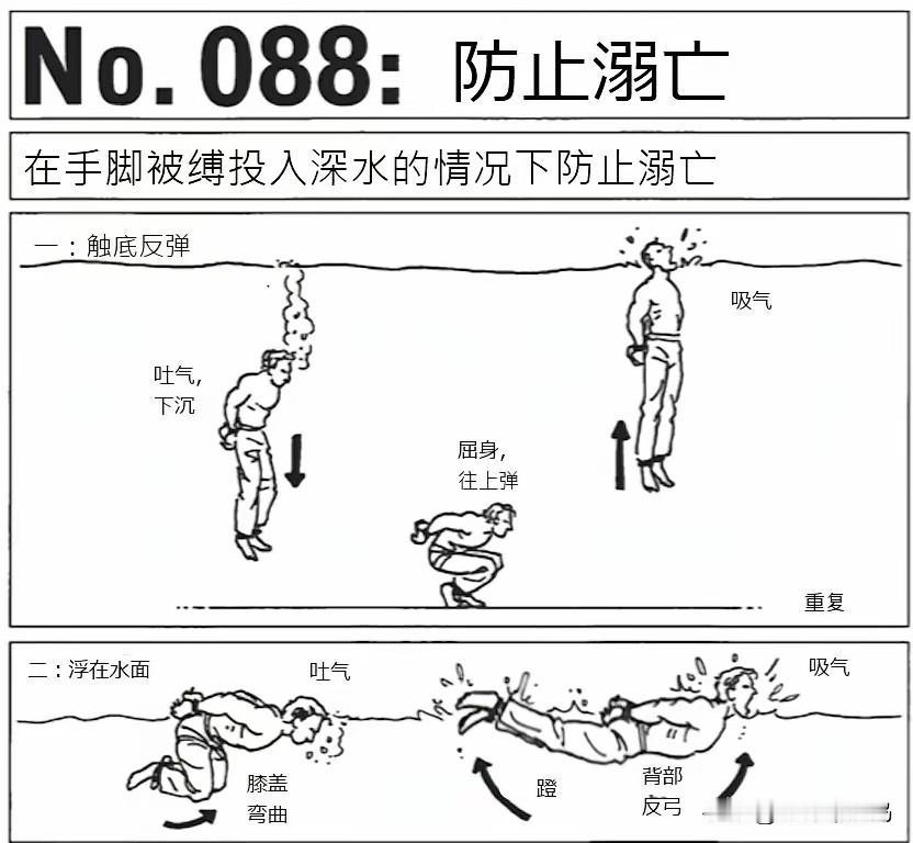 FBI教你被扔进水里怎样自救脱身
厉害吧！
溺水自救技巧 落水救援方法 海中游泳