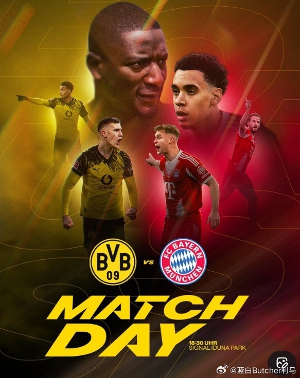2月28日 本轮德甲将迎来焦点战拜仁对阵多特，多特官方特也晒出海报为本场比赛预热