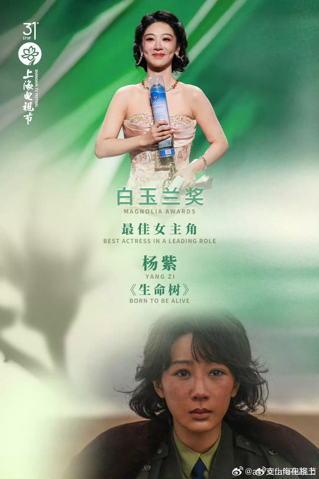 再次恭喜！演员杨紫实至名归！杨紫白玉兰视后