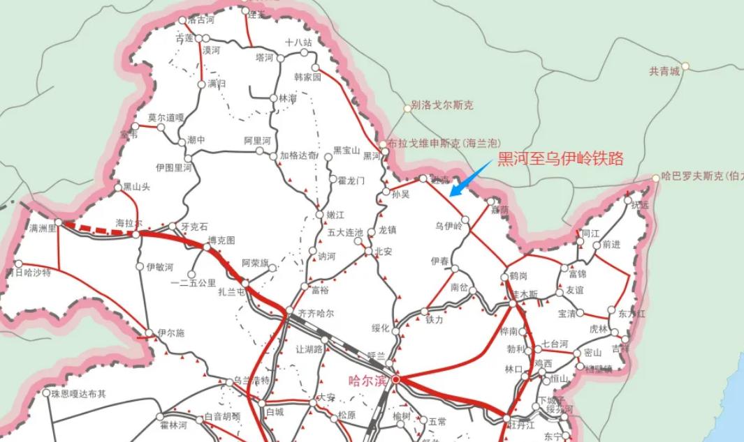 8月8日，中铁第五勘察设计院挂出一纸招标公告：新建铁路黑河至乌伊岭线，CK0+0