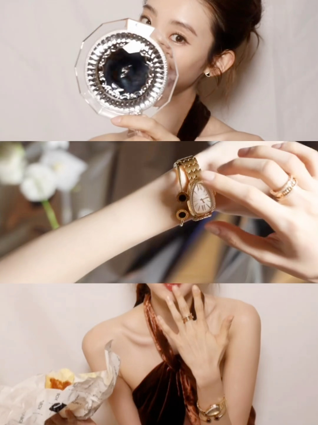 张艺凡红毯暂停我先吃个饭星光大赏张艺凡身着丝绒挂脖裙好优雅，加上这优越的肩颈线，