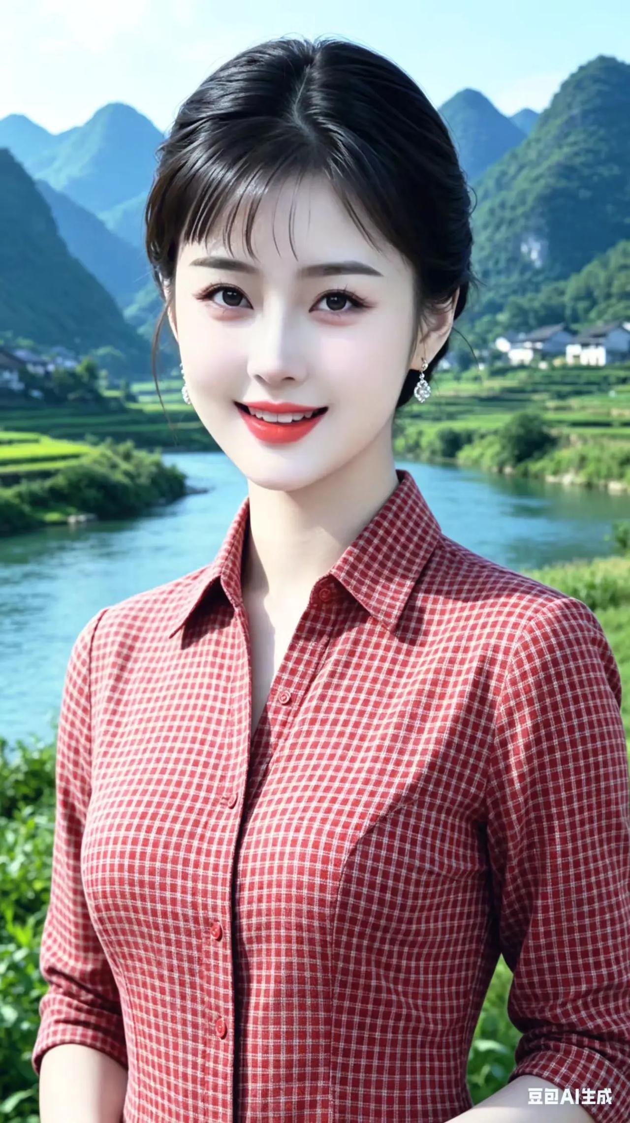 美女在大自然笑开颜