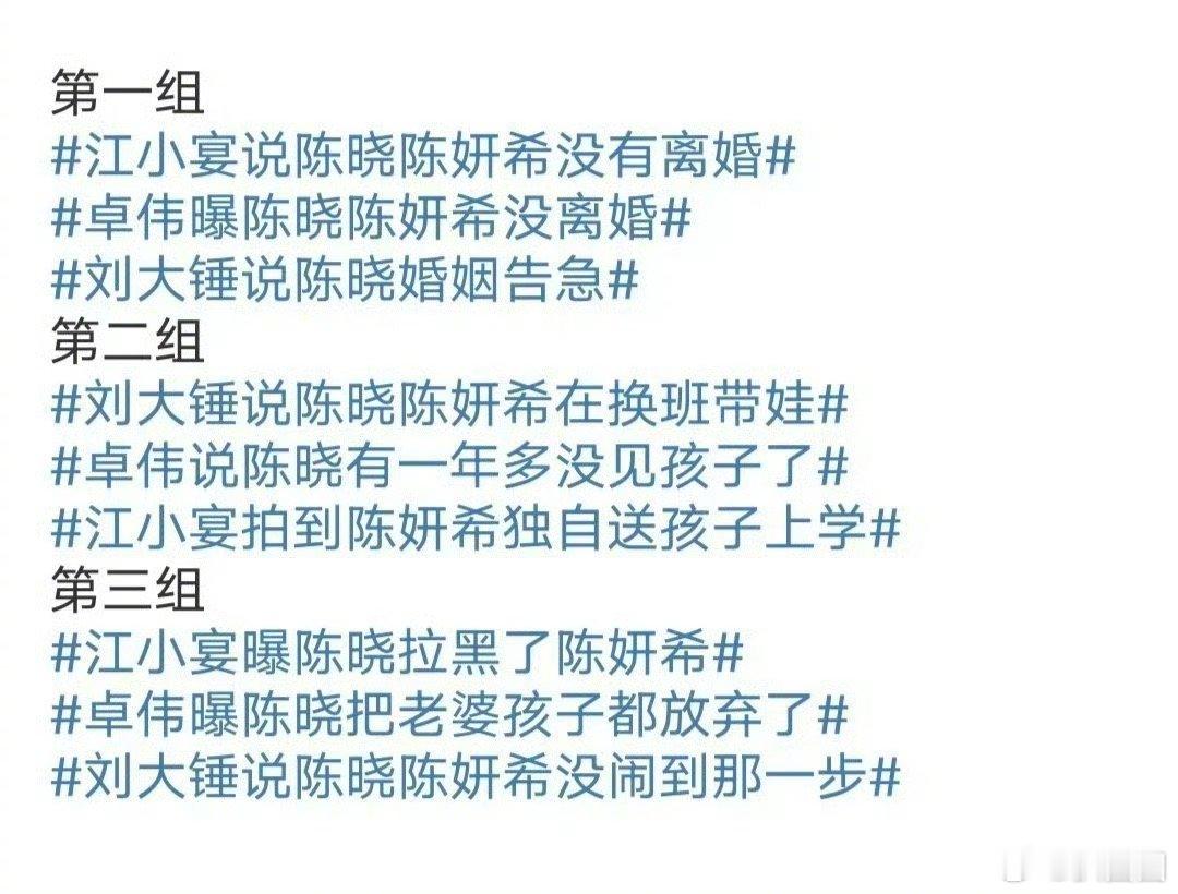 关于陈晓陈妍希，各位狗仔的说辞～[吃瓜] ​​​