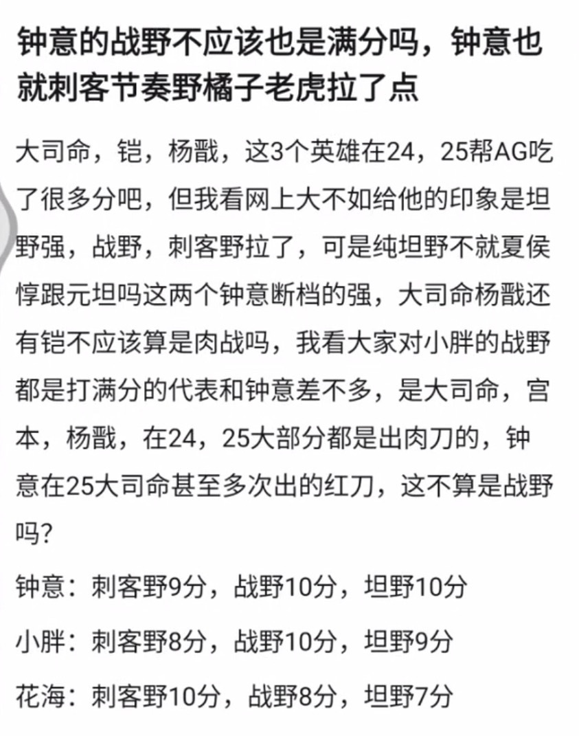 kplAG钟意的打野类型与花海小胖？对比之下刺客野更弱 