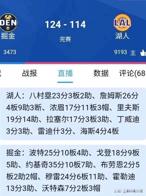 詹姆斯成联盟历史第一人（湖人vs掘金）
詹姆斯26+4+9+3达成得分40000