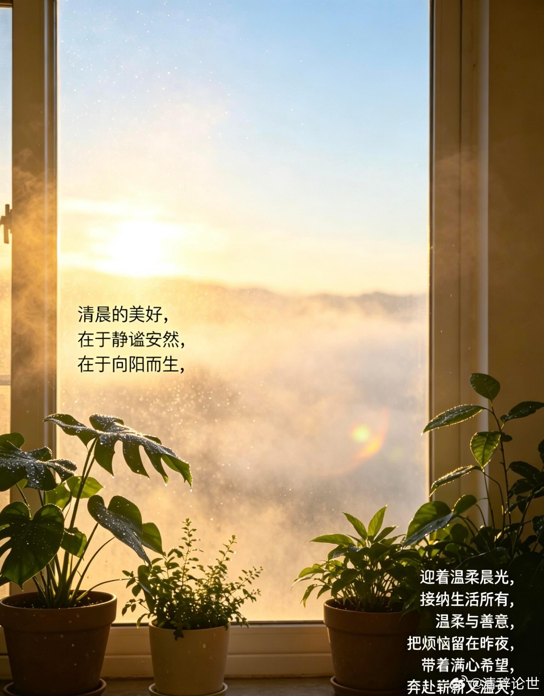 清晨的美好，在于静谧安然，在于向阳而生。迎着温柔晨光，接纳生活所有温柔与善意，把