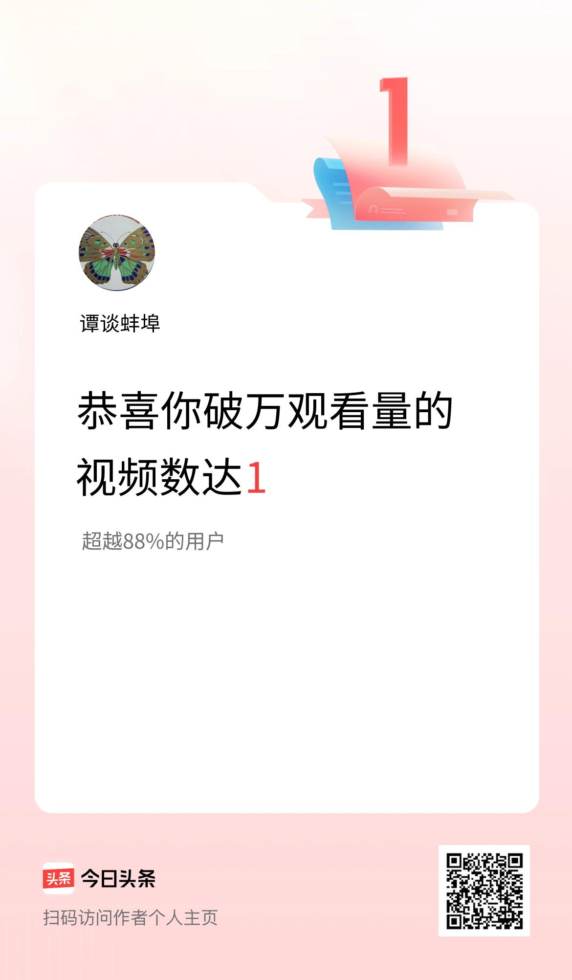 我在头条有1条视频播放量破万了！
