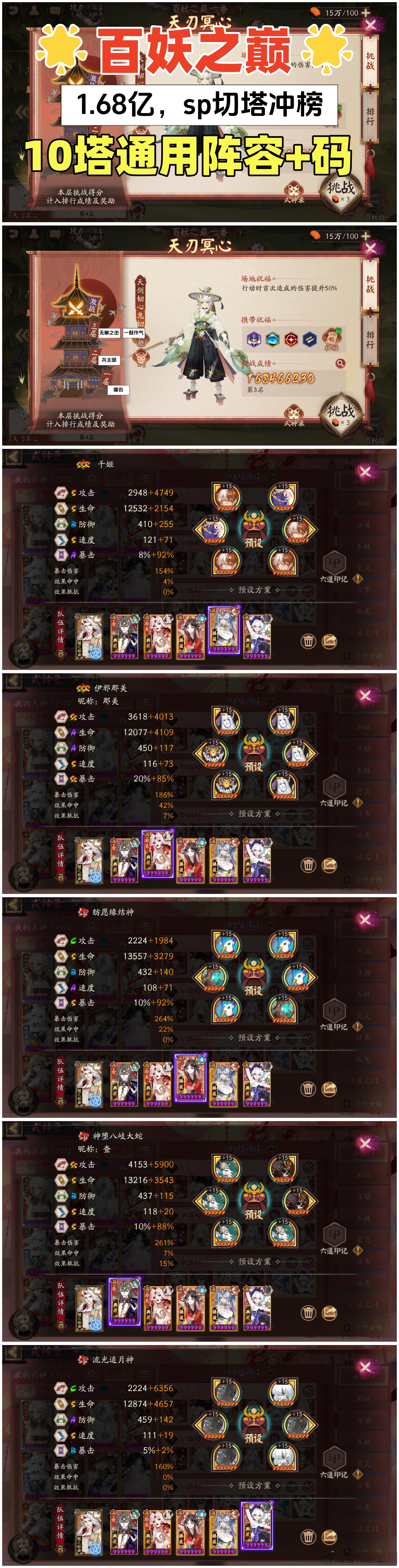 阴阳师手游[超话]超话创作官游戏百科 【百妖之巅】10塔通用+sp切塔冲榜1.6