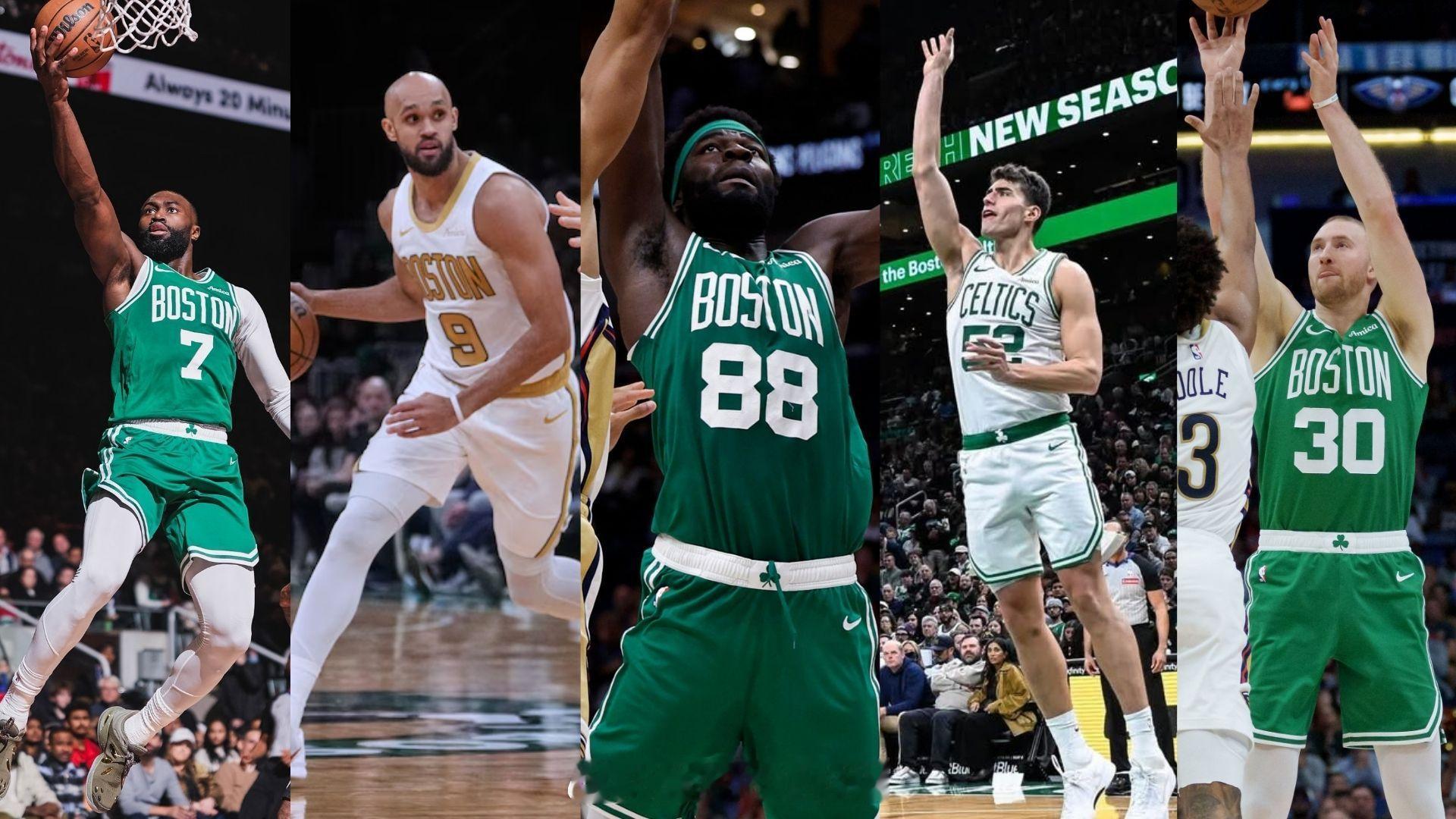 凯尔特人队1月各项数据领跑者：场均得分——杰伦·布朗（29.4分）场均助攻——德