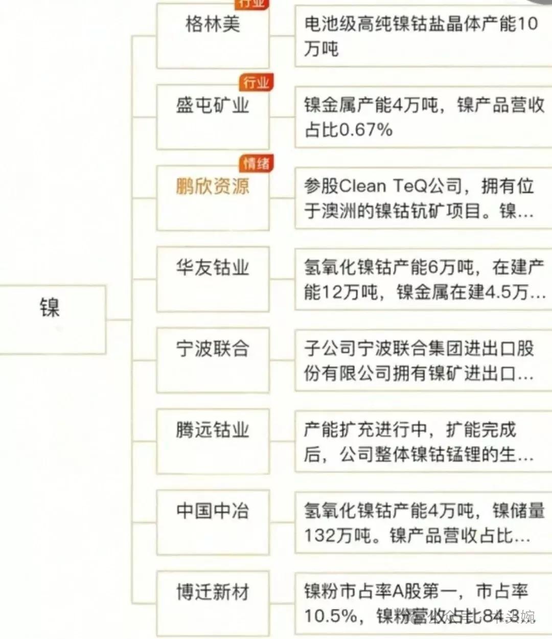 有色金属：铝、镍概念龙头梳理
镍是三元锂电池的核心原料，能提升电池的能量密度和续