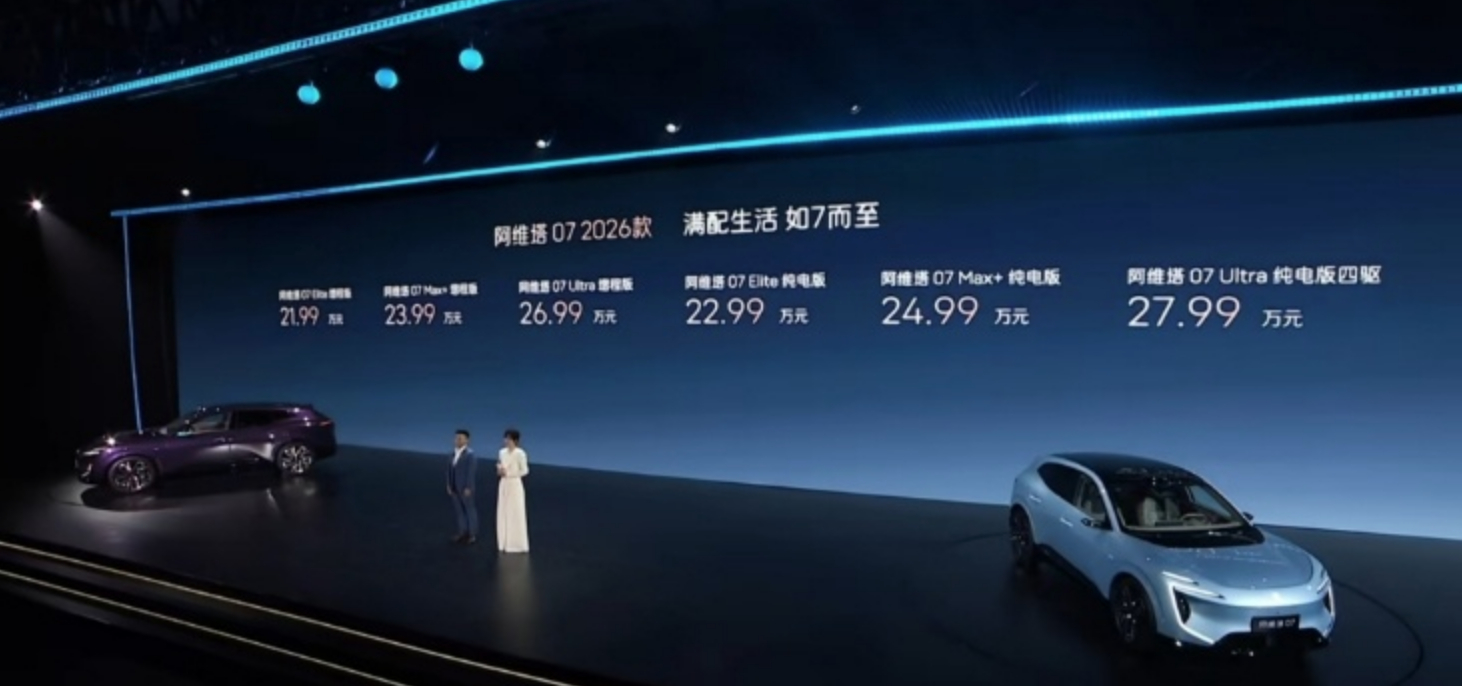 新款阿维塔07上市，售价21.99万起。 ​​​