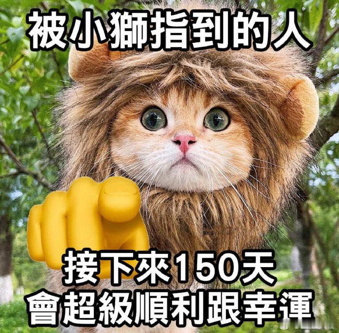 日常迷信～被小狮子🦁️指到的人15s内转发，接下来150天会非常幸运！ 