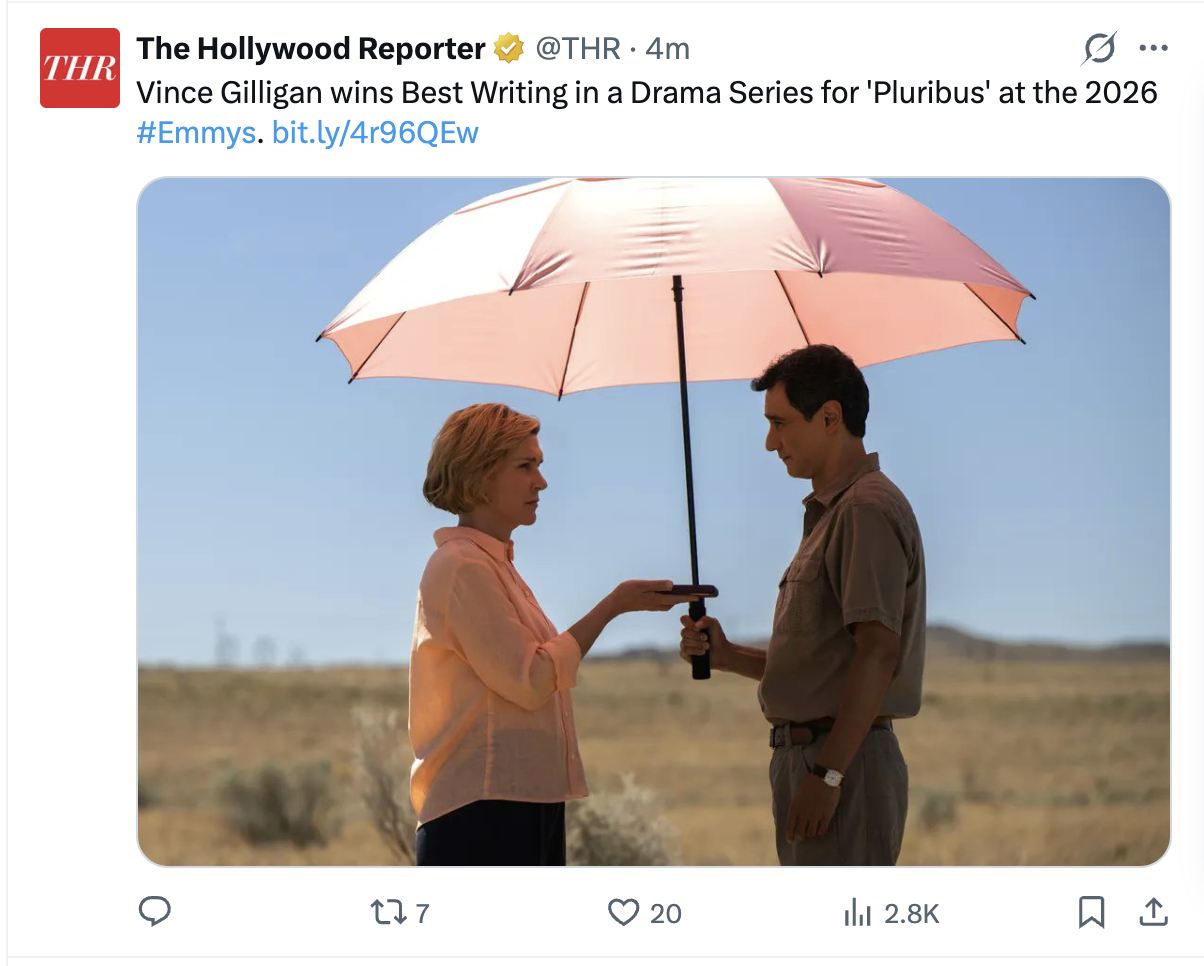 Vince Gilligan 凭《Pluribus》获得78th黄金时段艾美奖剧